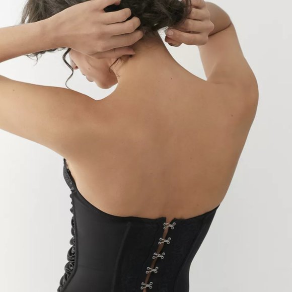 Urban Outfitters UO Out From Under Satin And Lace Ruched Corset - Picture 5 of 6